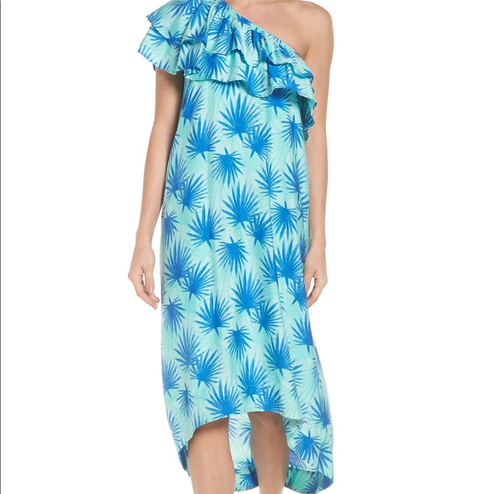 Vineyard vines electric palm one shoulder dress